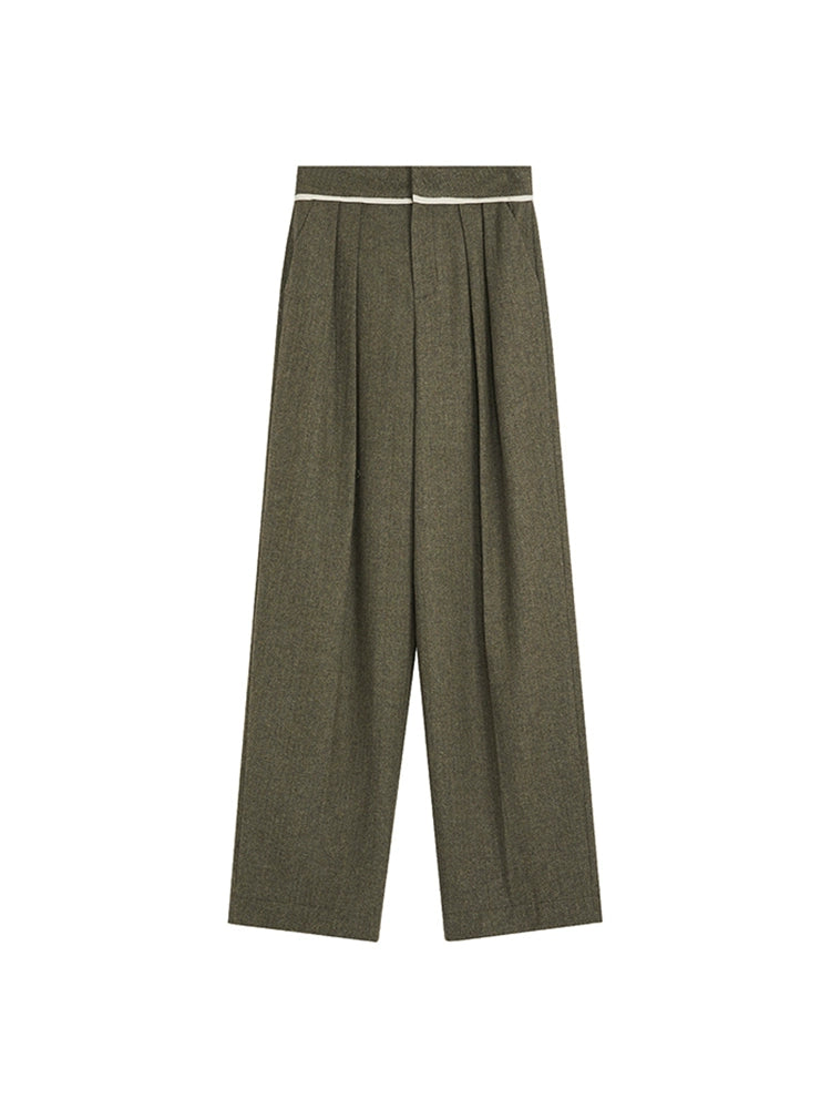 Wool Pleated Casual Pants