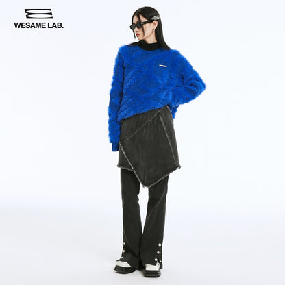 Klein Blue - Fur Hairy Knit Pullover Sweater