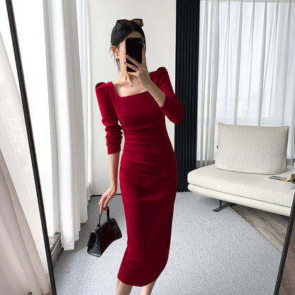 Red Long-Sleeve Wedding Skirt