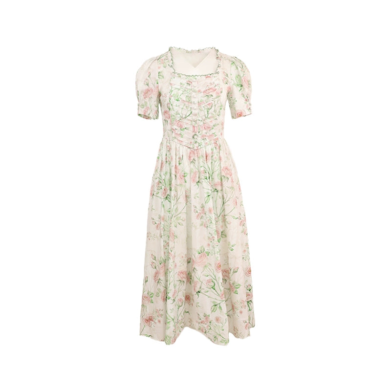 White Tower Rose Parent-Child Cotton Dress