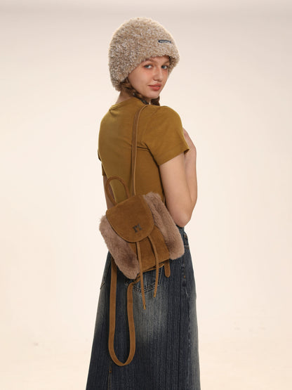 Suede Patchwork Mini Backpack