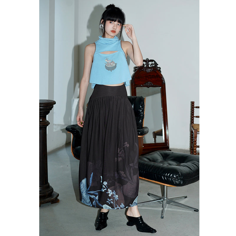 Chinese Print Summer Skirt