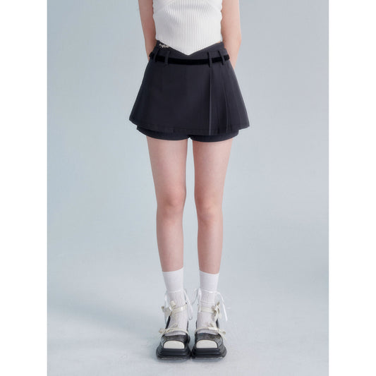 Grey Velvet Contrast Skirt