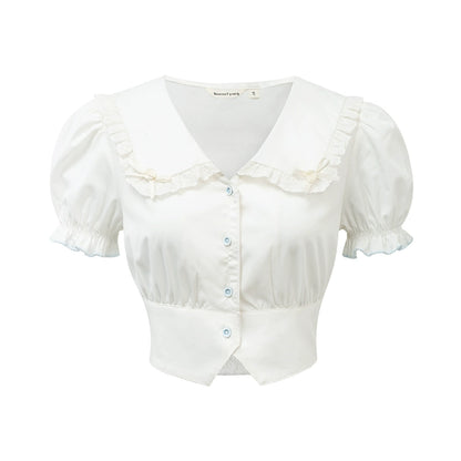 White Lapel Waist Shirt