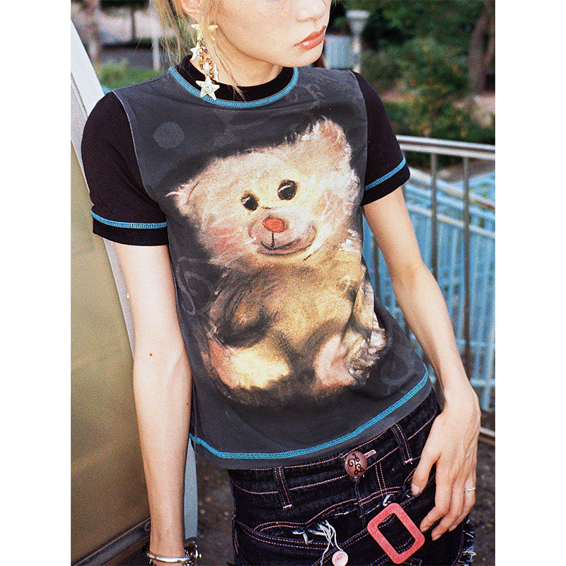 Little Bear Printed Short Sleeve T-shirt