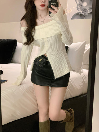 White Wool Knit Sweater