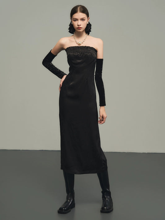 Black Hepburn Satin Dress