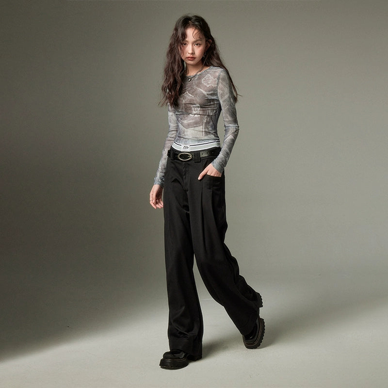 Double Pant Drop - High Waist Wide Leg Pants