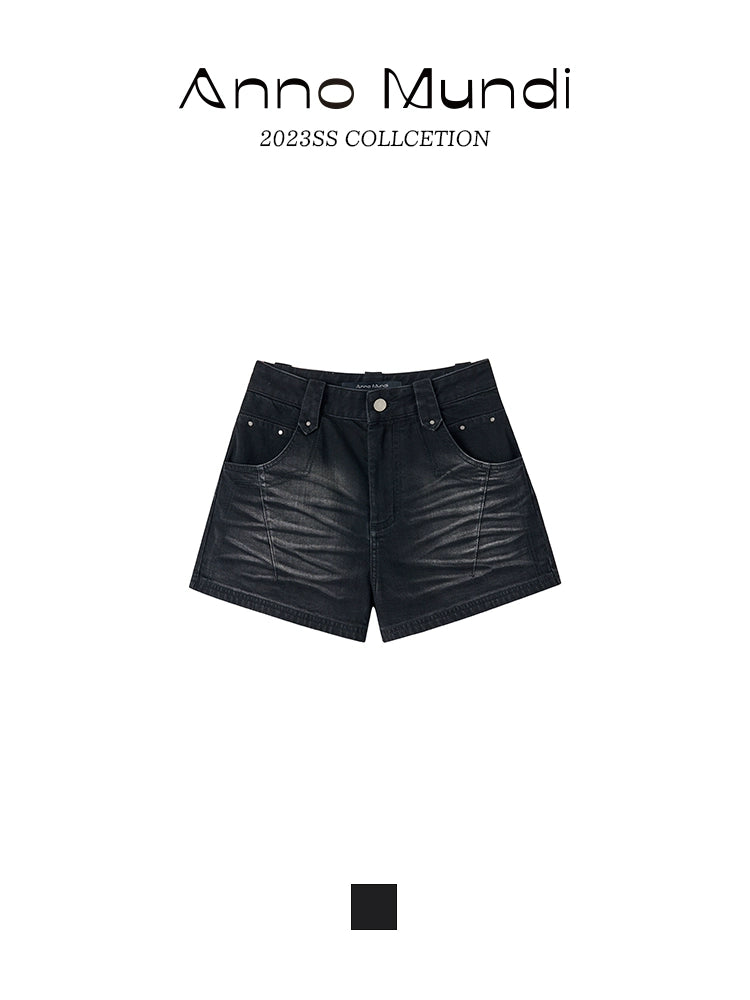 Cotton Denim Mid Rise Shorts