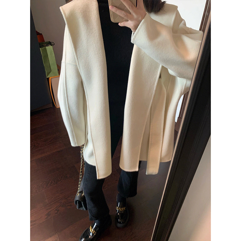 White Cape Woolen Coat