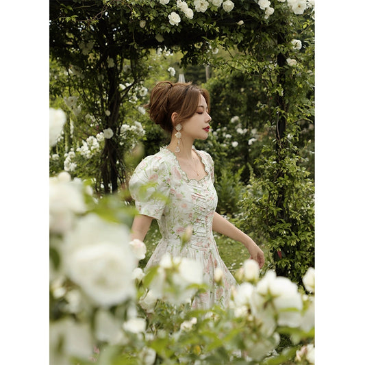 White Tower Rose Parent-Child Cotton Dress