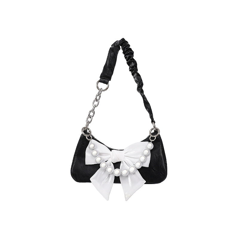 Contrast Bow Underarm Bag