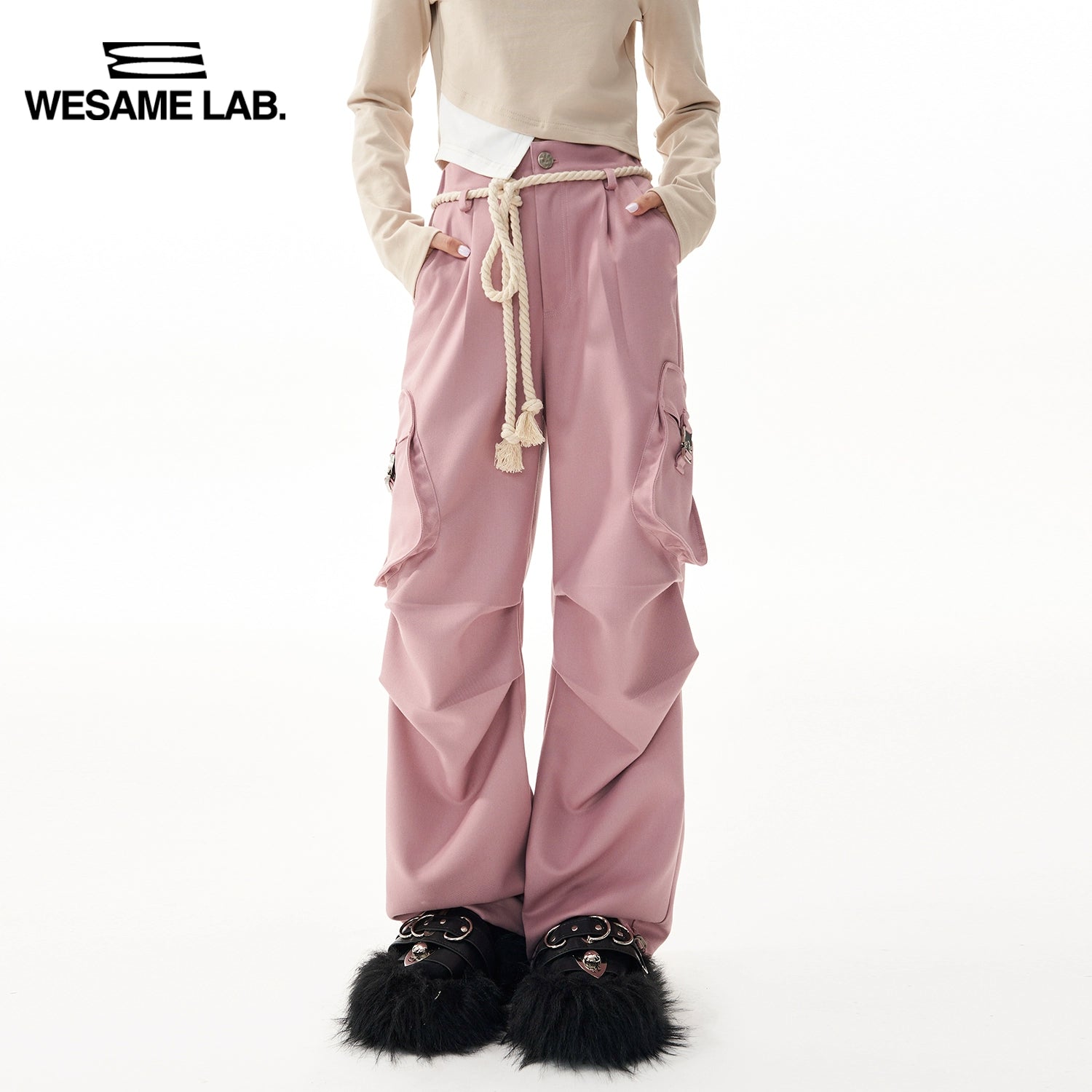 High Street Loose Wide Leg Casual Stacked Workwear Pants