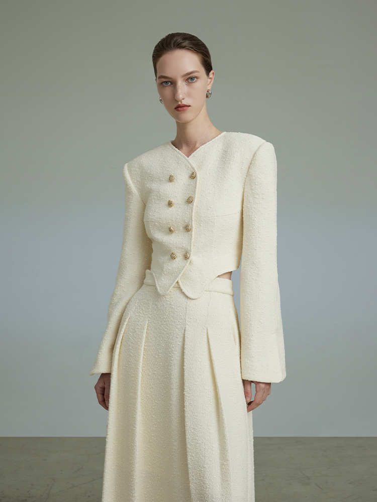 Court Style White Fragrant Coat