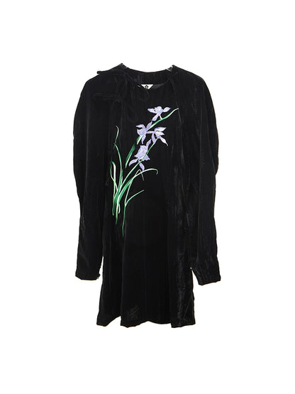 Chinese Embroidered Velvet Autumn Dress