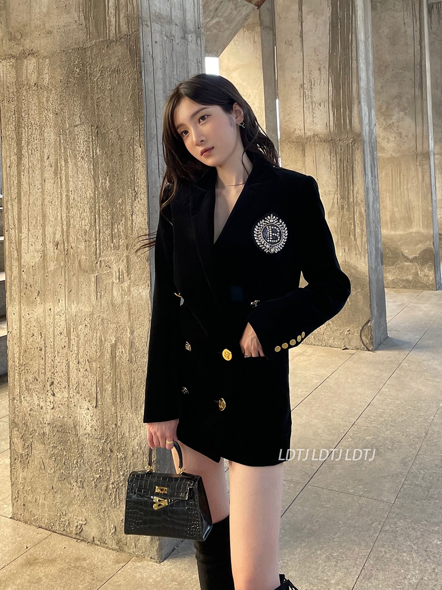 Gold Velvet Silhouette Coat