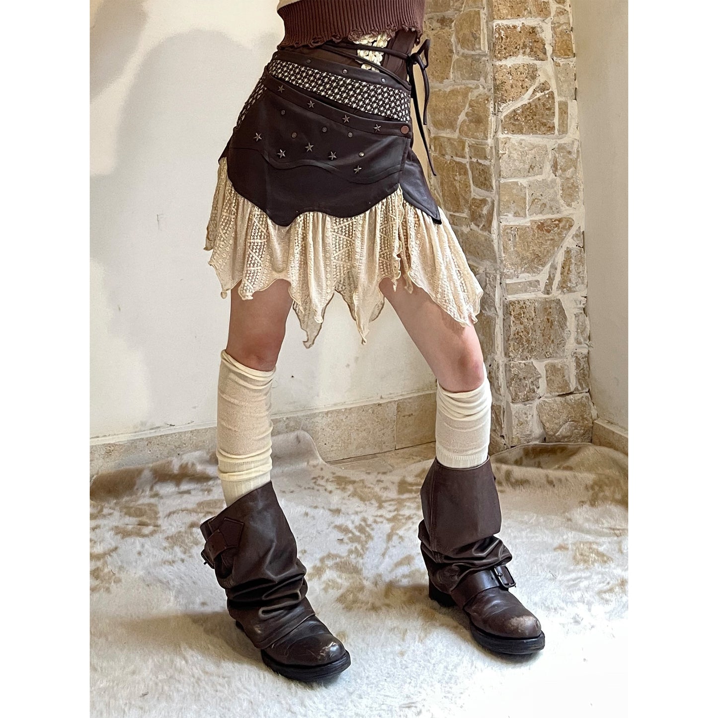 Punk Chic Stitched Mini Skirt