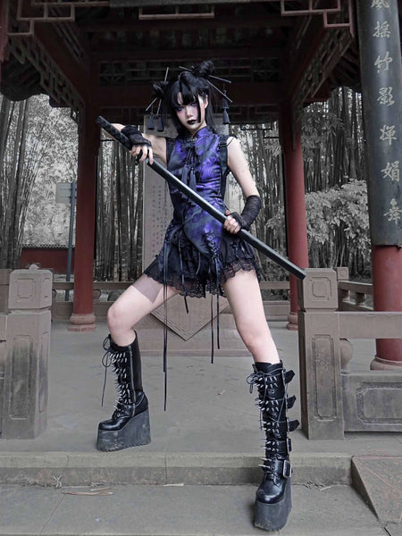 Tolerance Gothic Cheongsam Irregular Top - 人気のゴシックスタイル