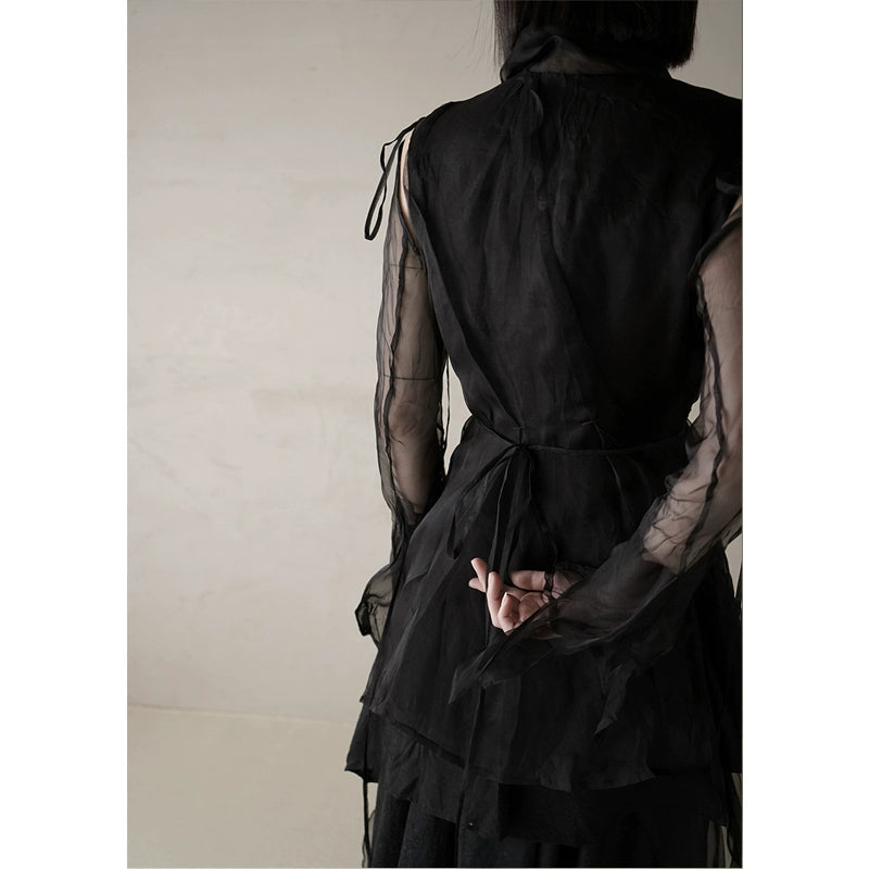 Dark Pleated Silk Suit Coat: Autumn/Winter