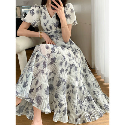 Robe salon de style thé floral