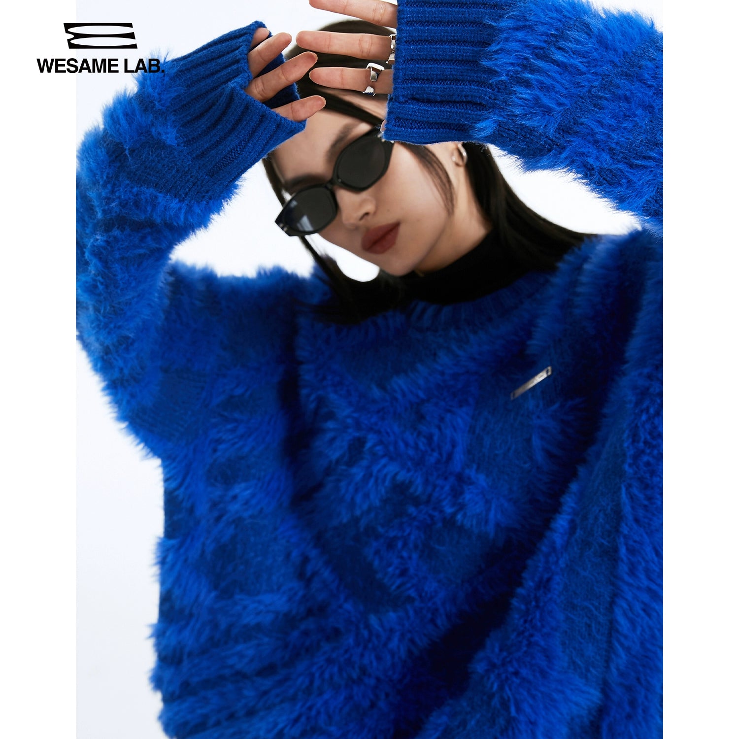 Klein Blue - Fur Hairy Knit Pullover Sweater