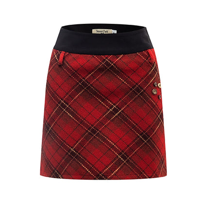 "Burgundy" Plaid Fleece Skirt