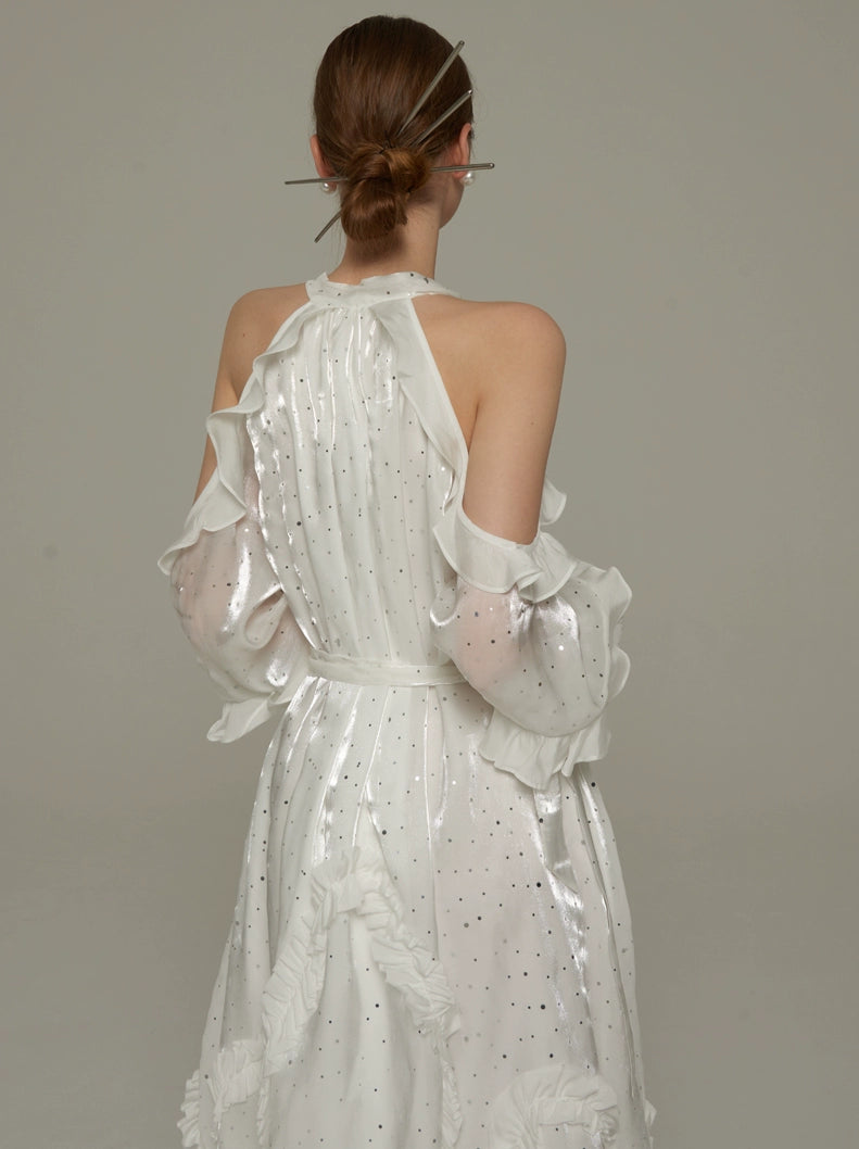 Robe de fée à paillettes blanches