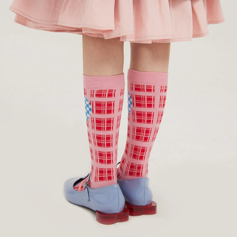 Pink Love Checkered Socks