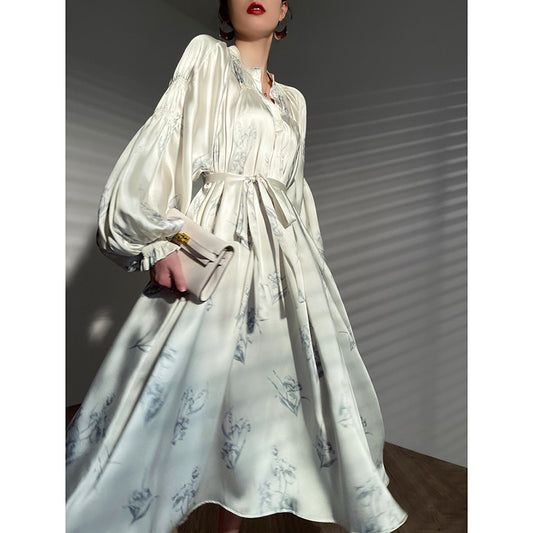 French Print Silk Dress