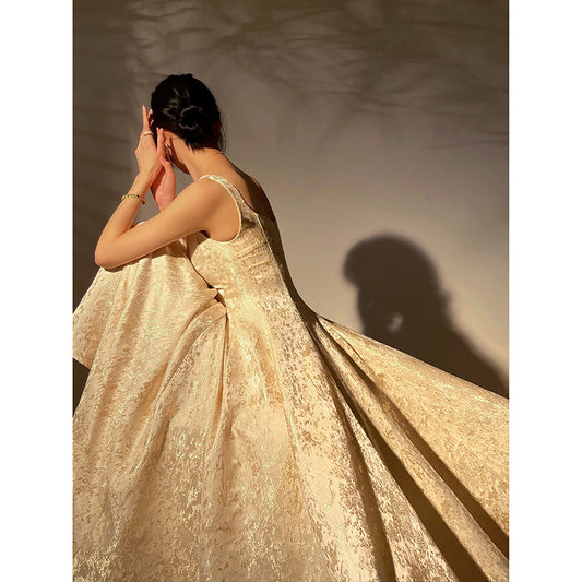 Luxury Jacquard Waist Dress
