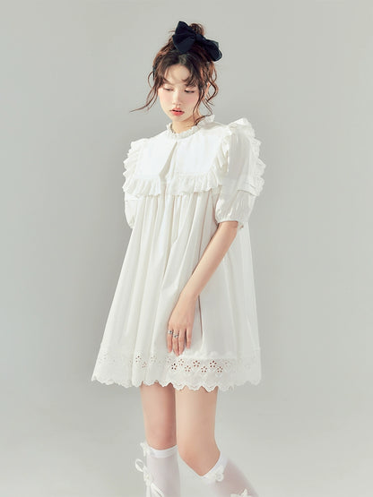 Neckline Bubble Sleeve - Light Luxury Dress