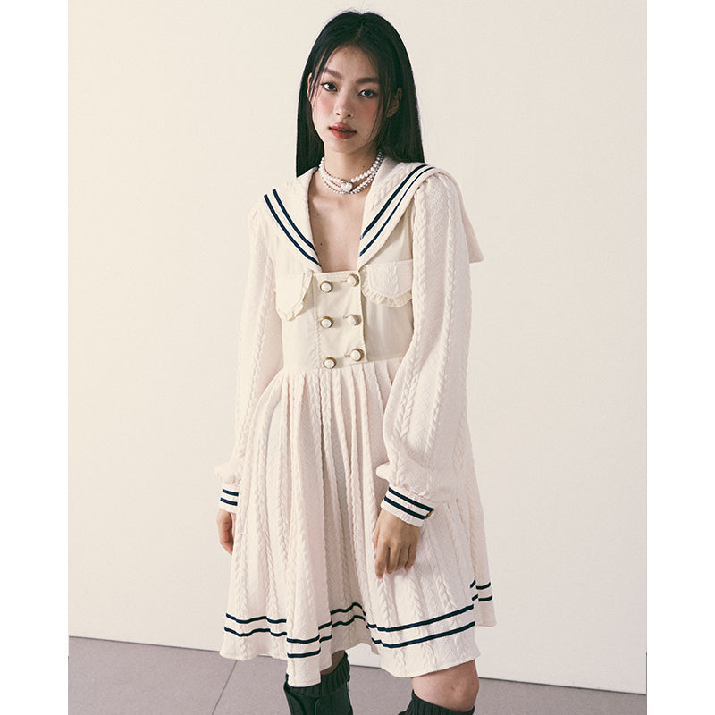 Navy Collar Sailor Knit Dress