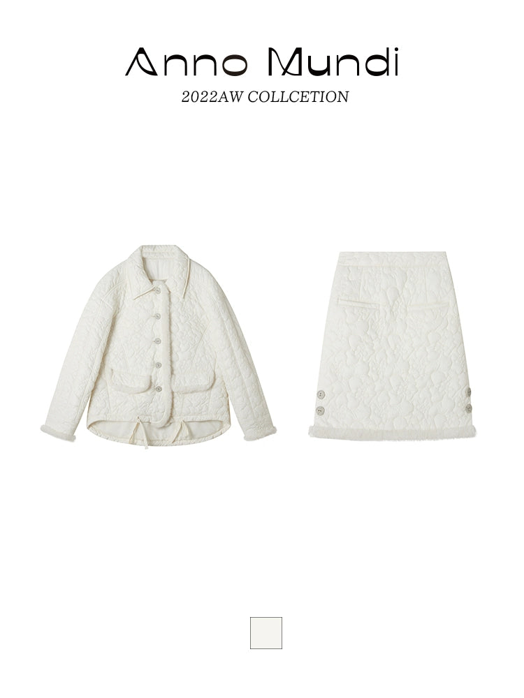 Cocoon Shape Flower Texture Coat