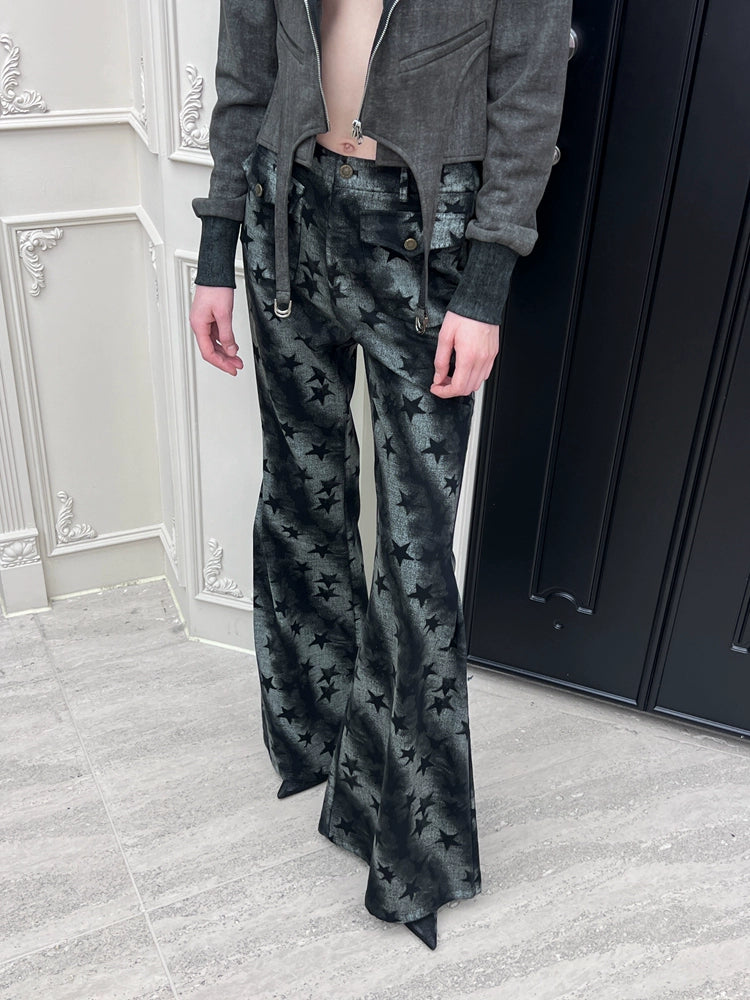 Full Print Star Wide Leg Pants