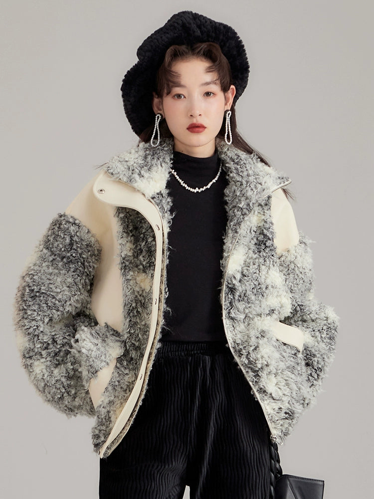 Ink and Salt Lamb Fur PU Jacket