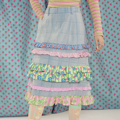 Tutu Floral Plaid A-line Skirt