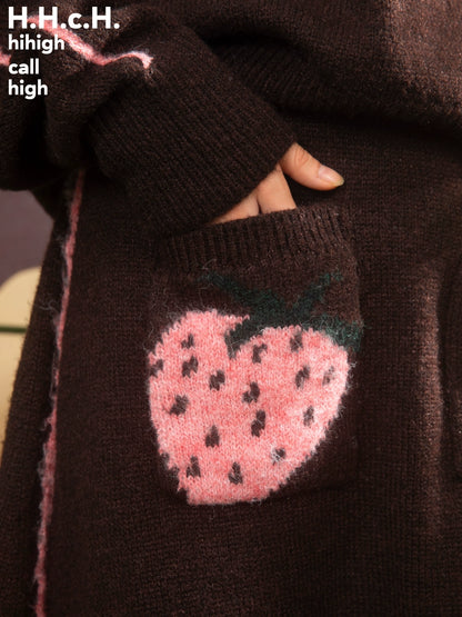 Jacquard de fraise: pull et jeu de jupe tricoté
