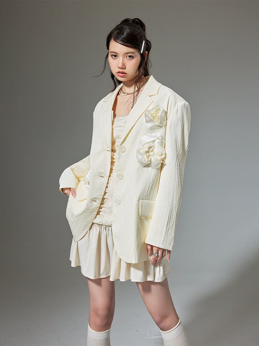 Jacquard Bloom - Long Flower Suit Jacket