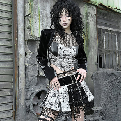 Punk Pleated Gothic Skirt Pants
