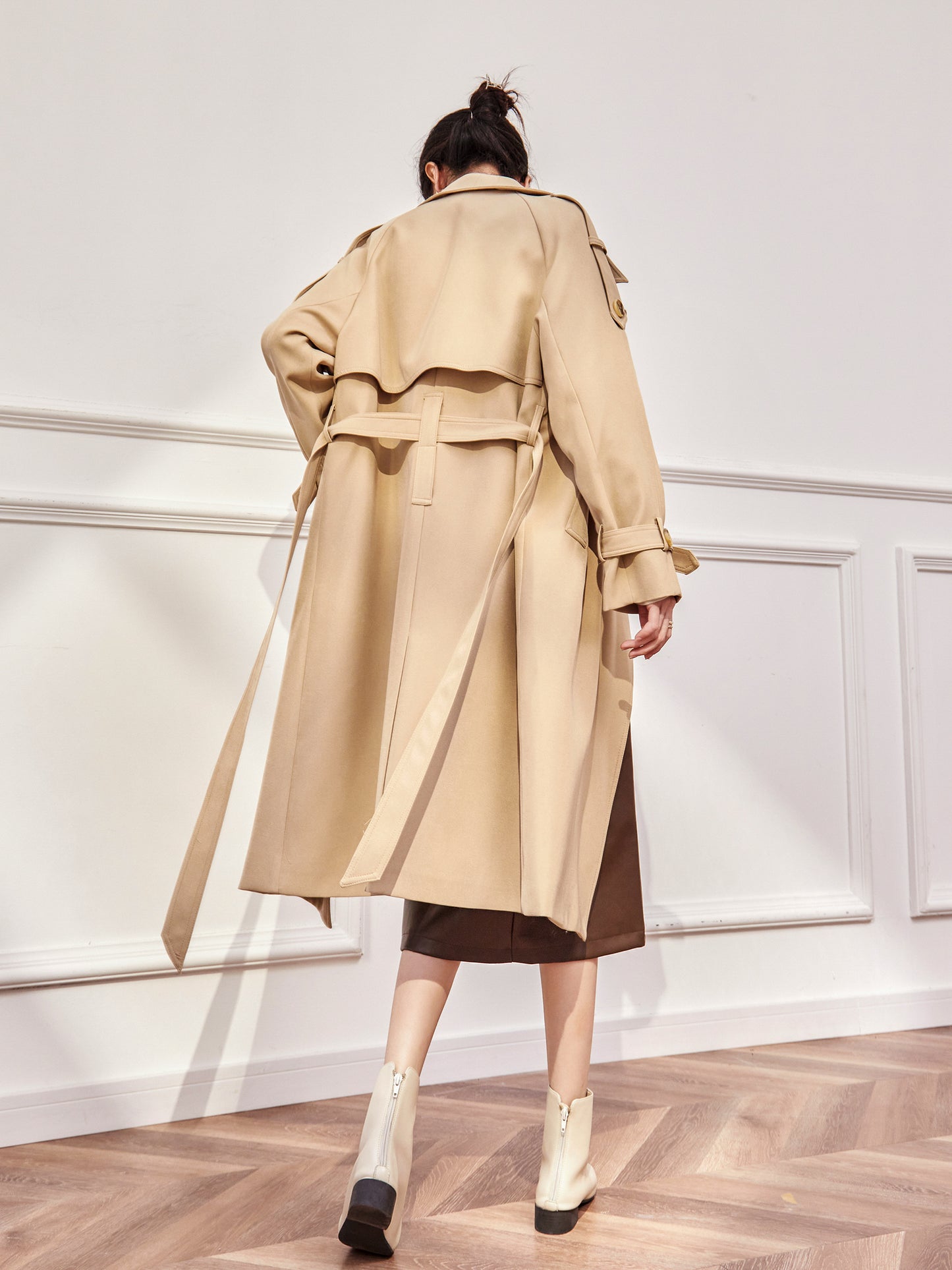 Khaki Hepburn Long Autumn Coat