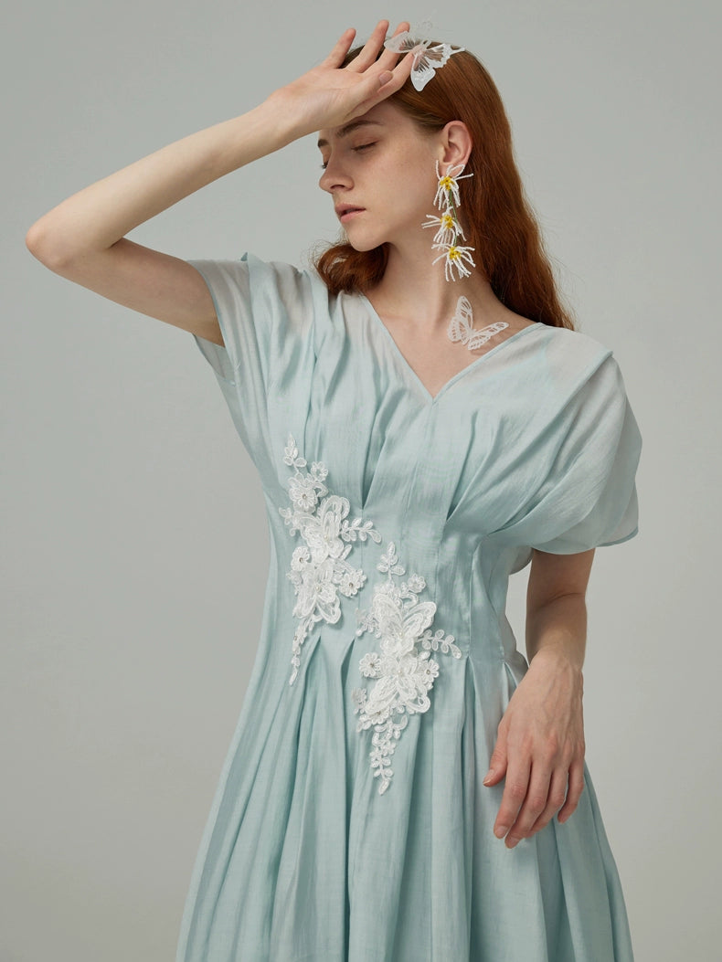 Sky Blue Embroidered Dress