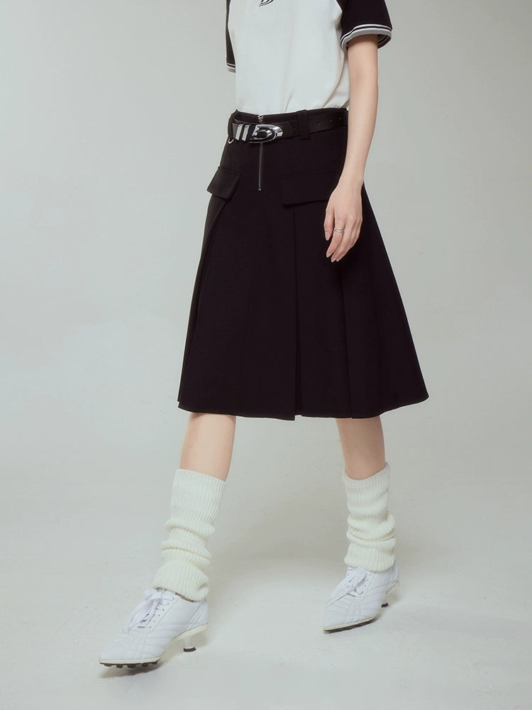 Agile Elegance - Knee Length Pleated Skirt