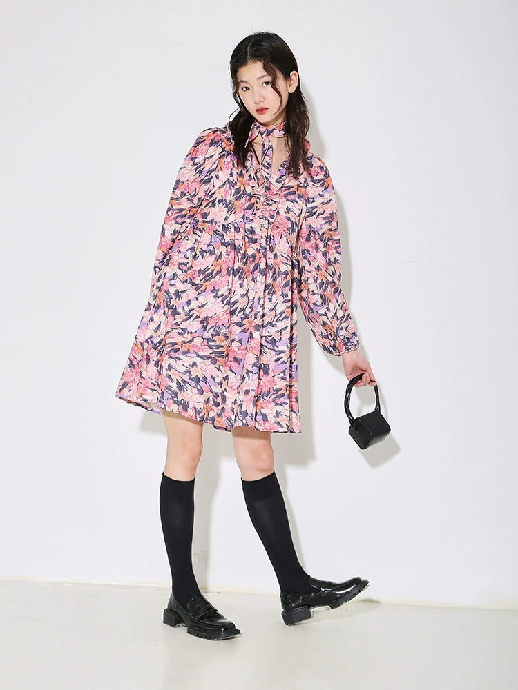 Ear UARE Chiffon Autumn Dress+Scarf