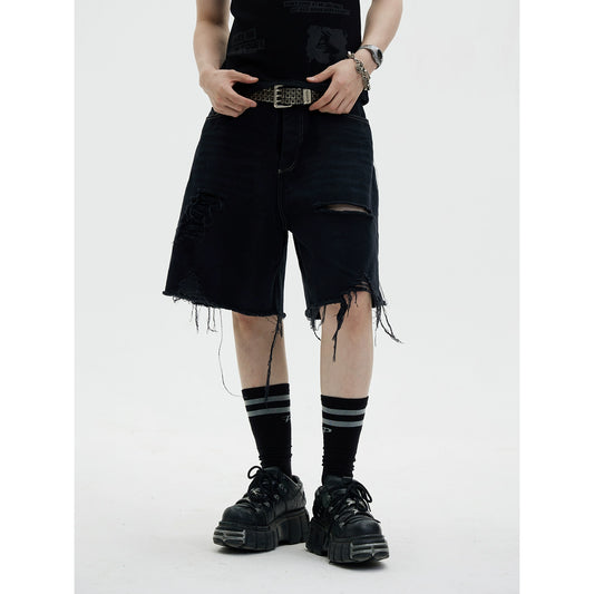 Black Distressed - Denim Shorts