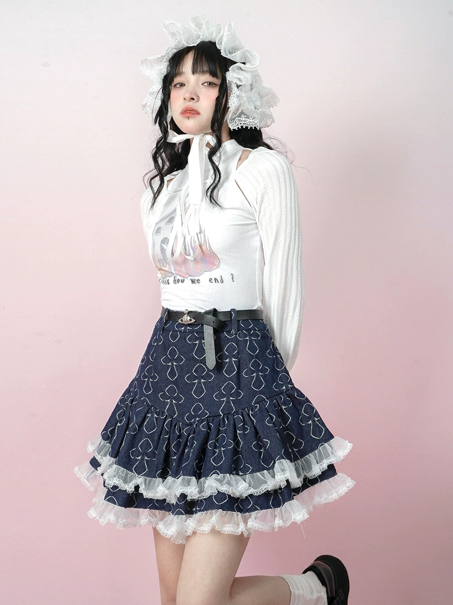 Butterfly Denim Skirt