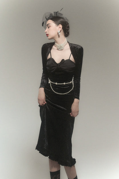 Robe de châle en velours noir