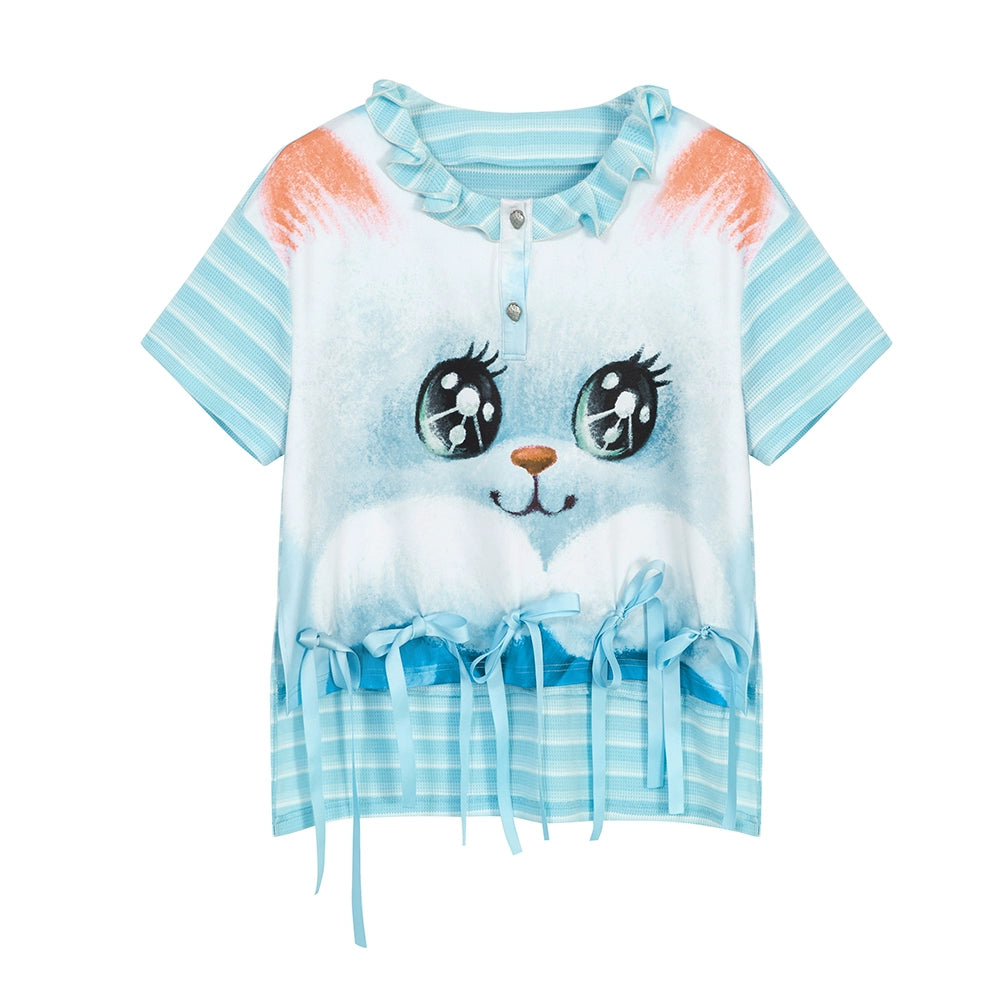 Cat Stripe Bow Tee