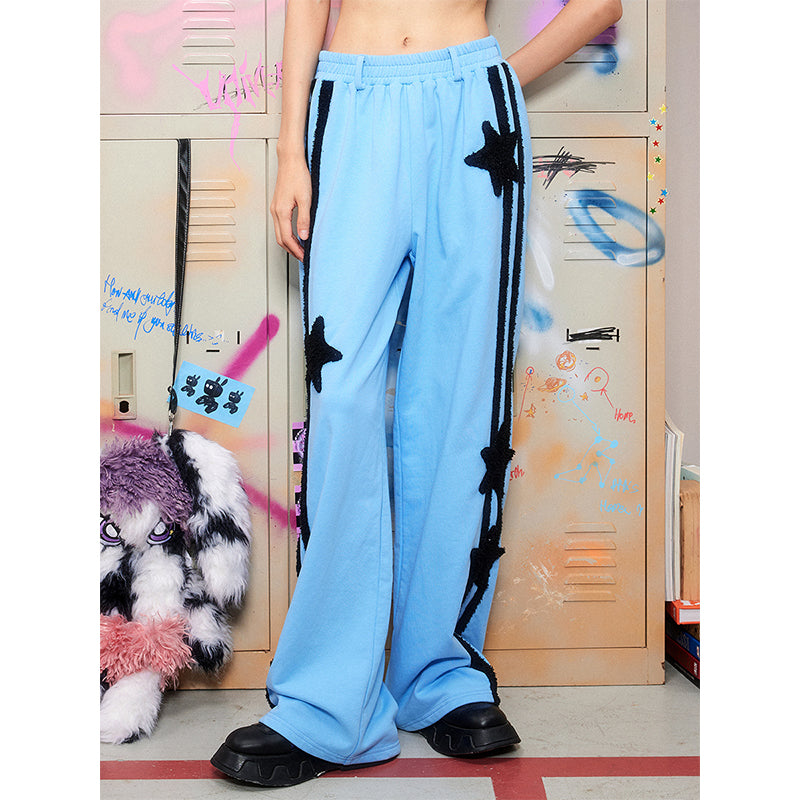 five pointed star decorative wide leg guard pants