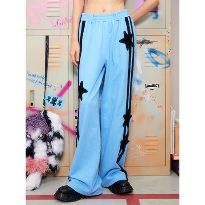 five pointed star decorative wide leg guard pants