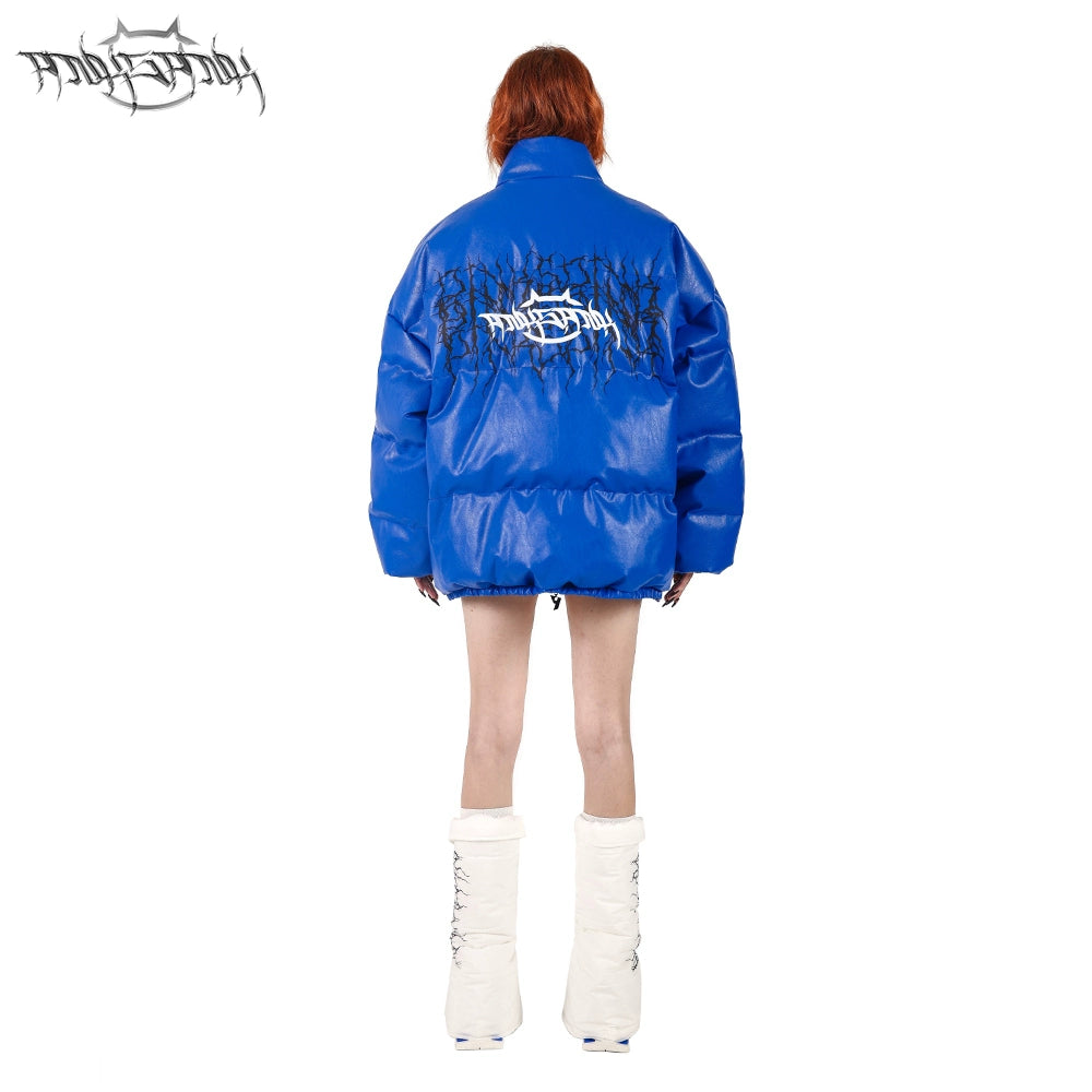 Klein Blue PU Leather Coat